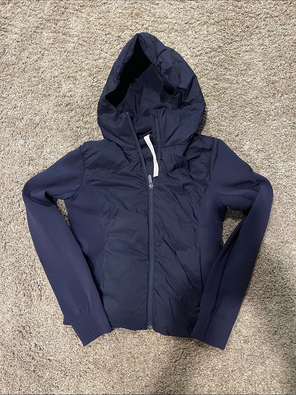 lululemon athletica Black Quilted Hooded Jacket